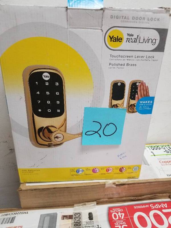 lot 20 image: Yale Residential TOUCHSCN LEVER BRASS PVD - 2Y-084041 not used