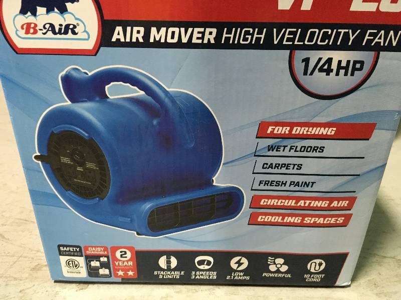lot 60 image: B-Air VP-25 14 HP Air Mover for Water Damage Restoration Carpet Dryer Floor Blower Fan Home and Plumbing Use, Blue in good conditions