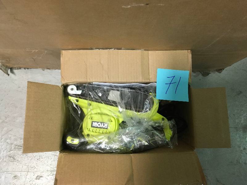 lot 71 image: Ryobi BE319 6-Amp Portable Belt Sander, 3 In. X 18 In.  Used in good working cond.