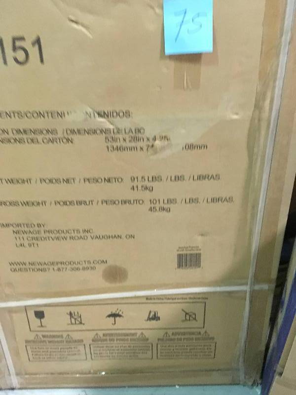 lot 75 image: NewAge Products Performance 96 in. L x 48 in. W x 42 in. H Adjustable VersaRac Ceiling Storage Rack in White not used