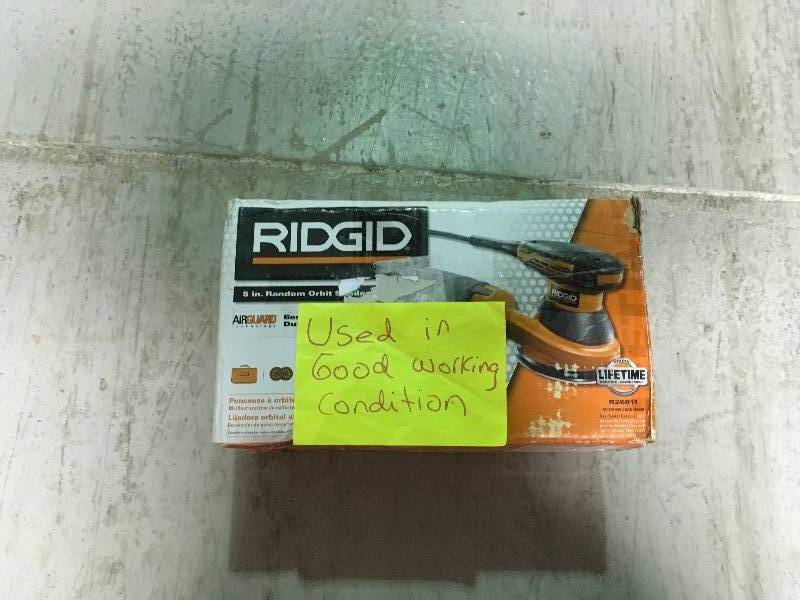 lot 90 image: Ridgid 5 in. Random Orbital Sander with AIRGUARD Technology  Used in good working cond.