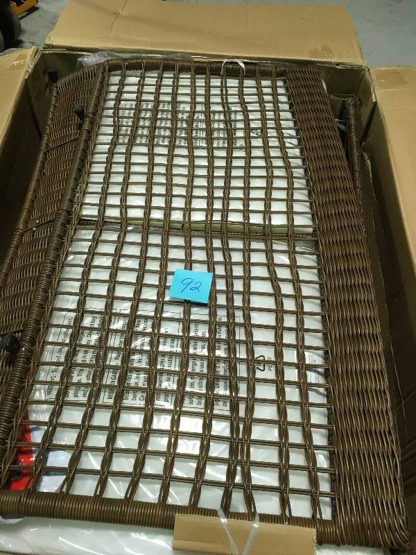 lot 92 image: Hampton Bay Spring Haven Brown Wicker Outdoor Patio Loveseat with Cushions Included, not used