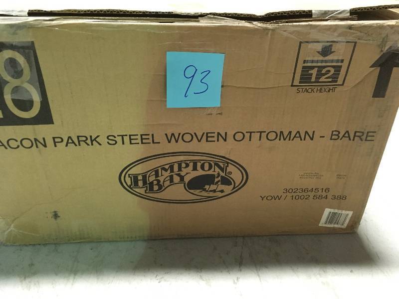 lot 93 image: Hampton Bay  Beacon Park Steel Woven  Ottoman Bare not used