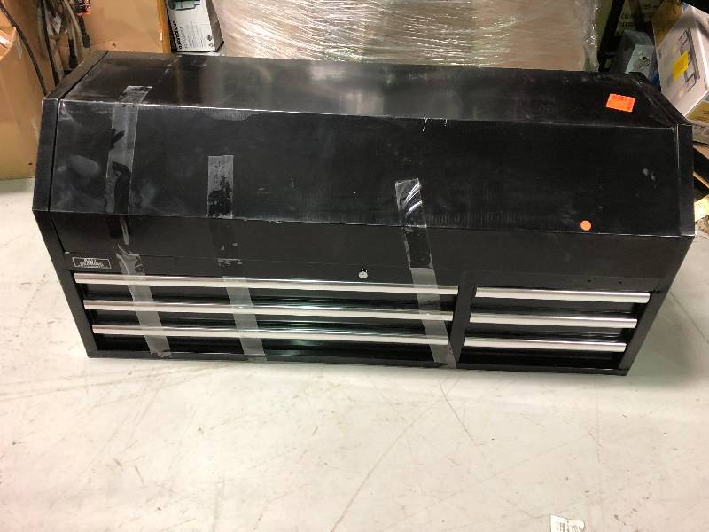 lot 104 image: Husky 52 in. 6-Drawer Tool Chest used whit small damage and need key its unlock