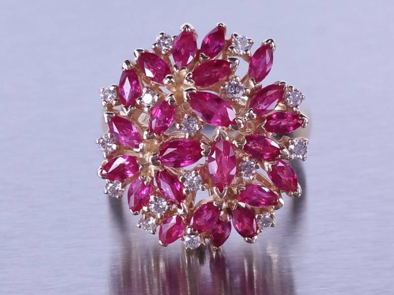 lot 4 image: Custom Natural Ruby and Diamond Ring - 14k NO RESERVE