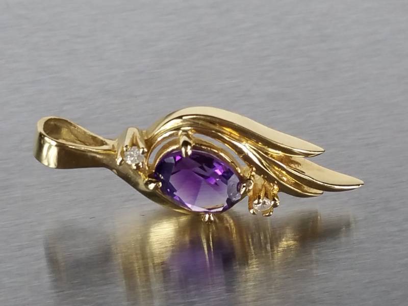lot 45 image: Amethyst and Diamond Pendant -14k