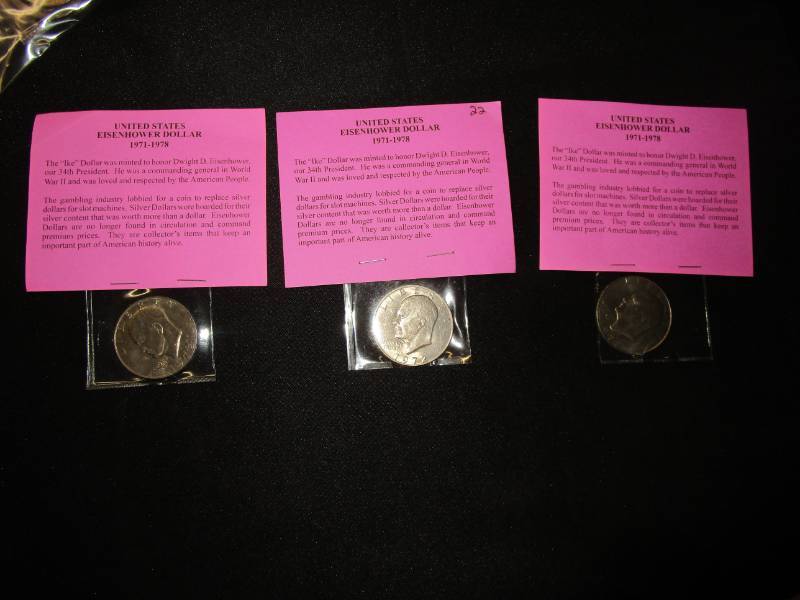 lot 1 image: 3 Eisenhower Dollars