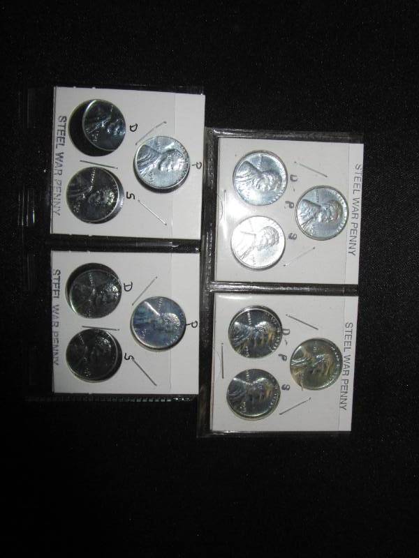 lot 6 image: 12 Steel Pennies (1943 D, P, S)
