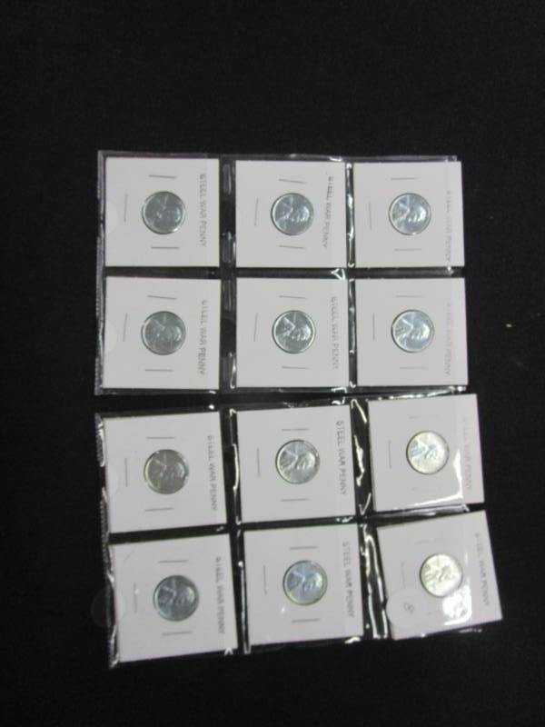 lot 8 image: 12 Steel Pennies 1943 P
