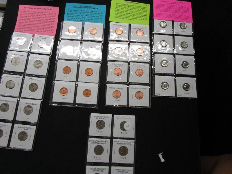 lot 12 image: Uncirculated 5 Cent, 10 Cent, 1 Cent, and Westwares 5 Cent and Mint Medallions