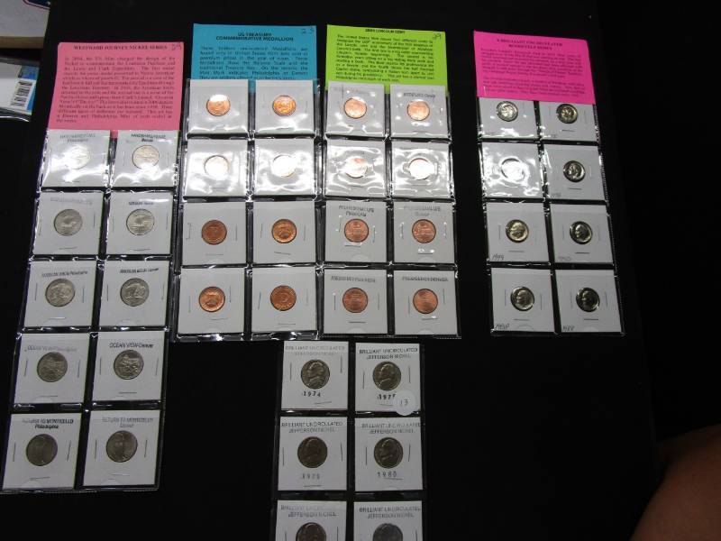 lot 13 image: Uncirculated 5 Cent, 10 Cent, 1 Cent, and Westwares 5 Cent and Mint Medallions