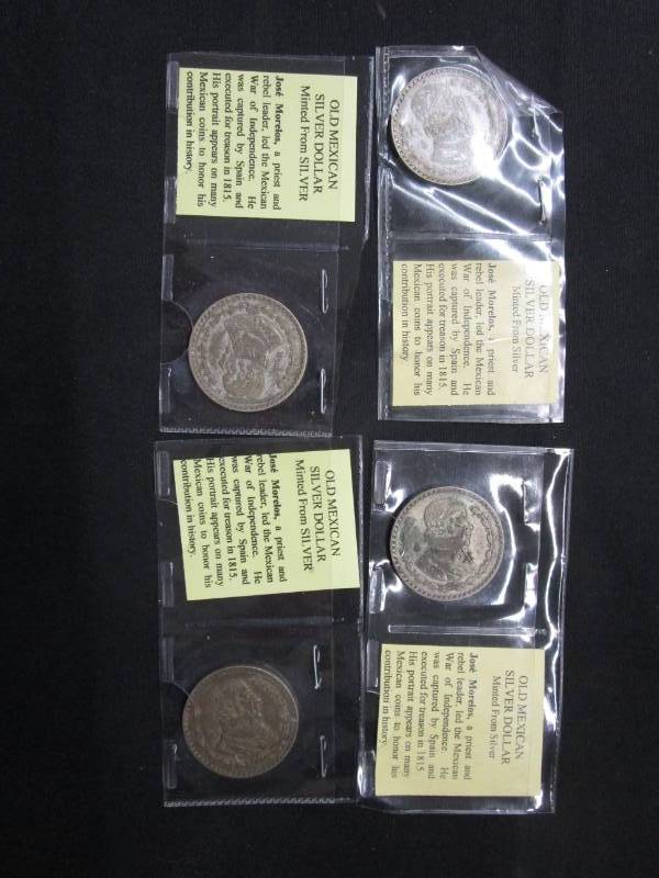 lot 23 image: 4 Mexican Un Peso 10% Silver