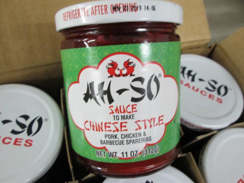 lot 279 image: Case of 12 AH - SO Asian BBQ sauce for Pork, Chicken and Spar Ribs Chinese Style.  Dated March 2019