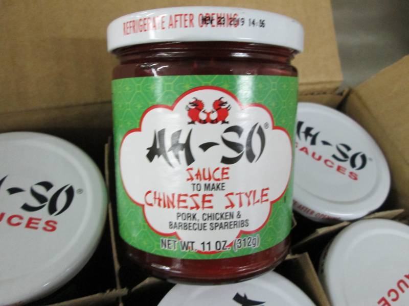 lot 288 image: Case of 12 AH - SO Asian BBQ sauce for Pork, Chicken and Spar Ribs Chinese Style.  Dated March 2019