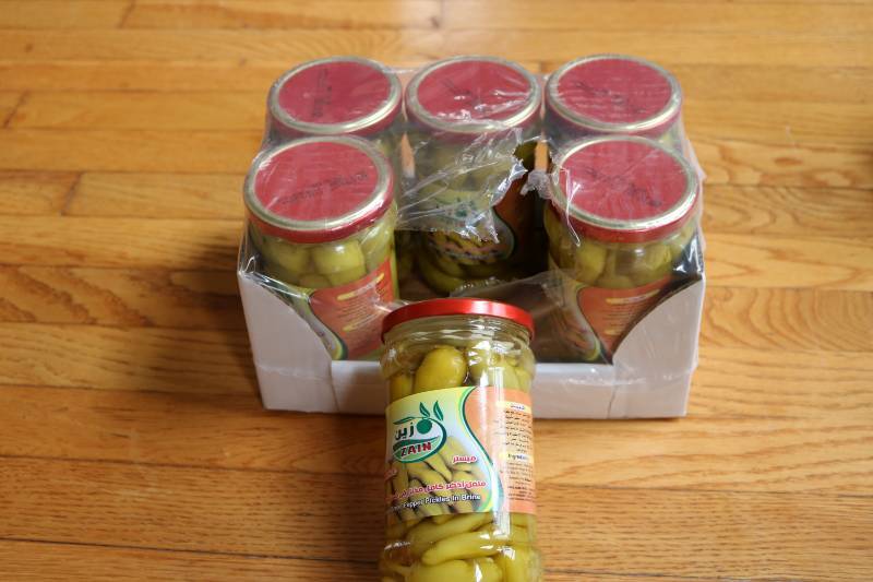 lot 106 image: Green Pepper Pickles in Brine, case...