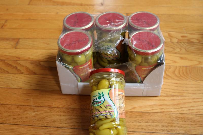 lot 107 image: Green Pepper Pickles in Brine, case...