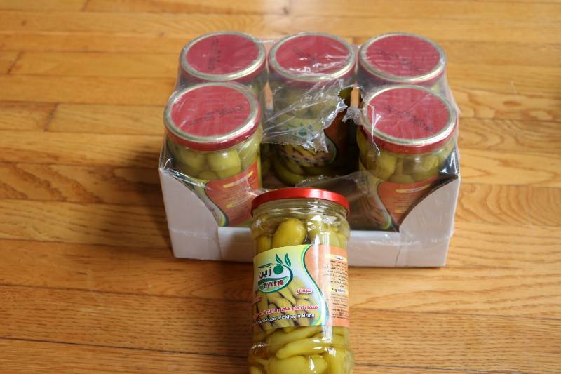 lot 109 image: Green Pepper Pickles in Brine, case...