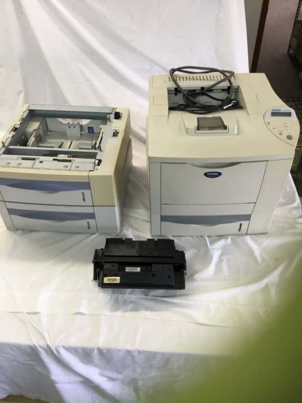 Brother Printer HL2460N - With Power and Parallel cords   Extra Toner Cartridge, and Two Stackable Paper Trays