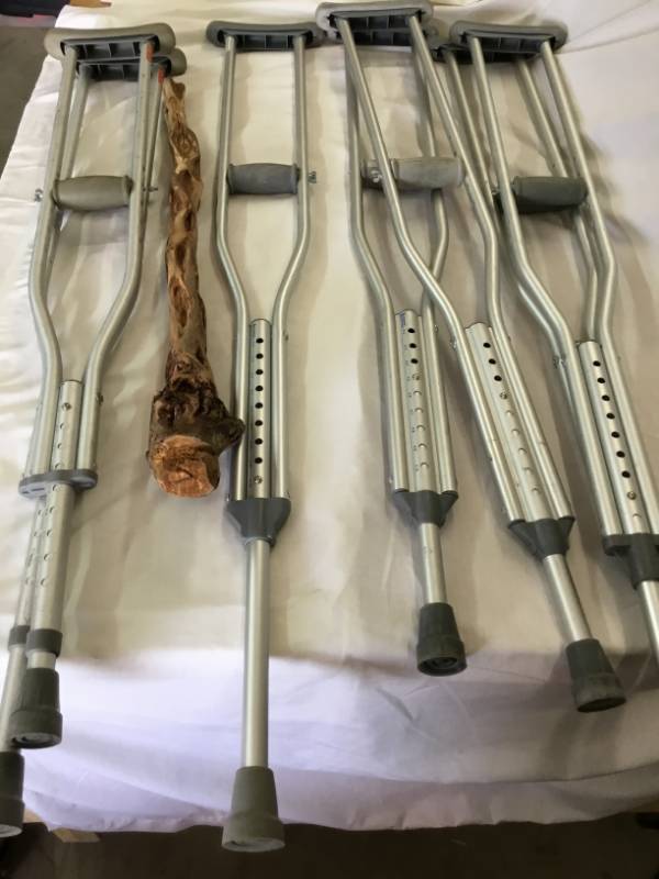 Three Pairs of Crutches - and a Cane