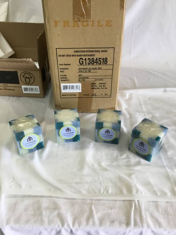 NEW - 24 - 3 inch Checkered Candles