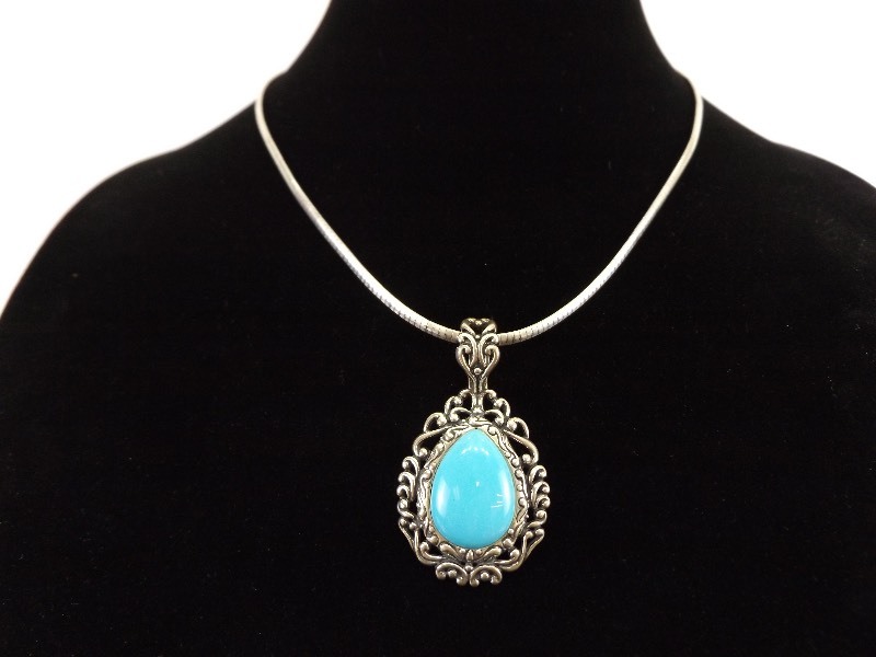 lot 13 image: NEW .925 Sterling Silver Carolyn Pollack Turquoise Omega Necklace