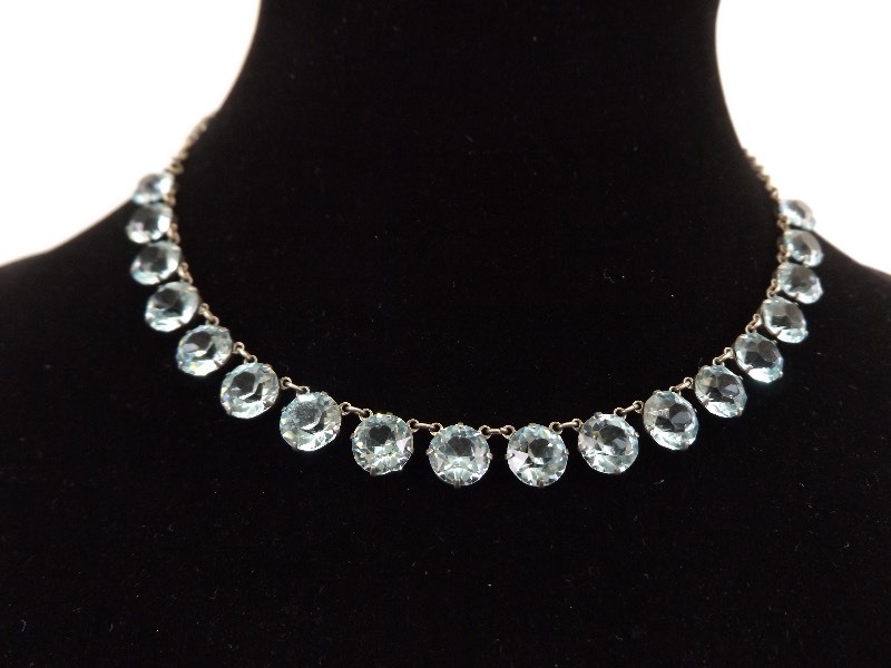 lot 20 image: Vintage Sterling Silver Faceted Topaz Necklace