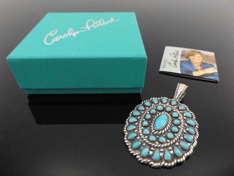 lot 25 image: NEW .925 Sterling Silver Carolyn Pollack Turquoise Navajo Pendant