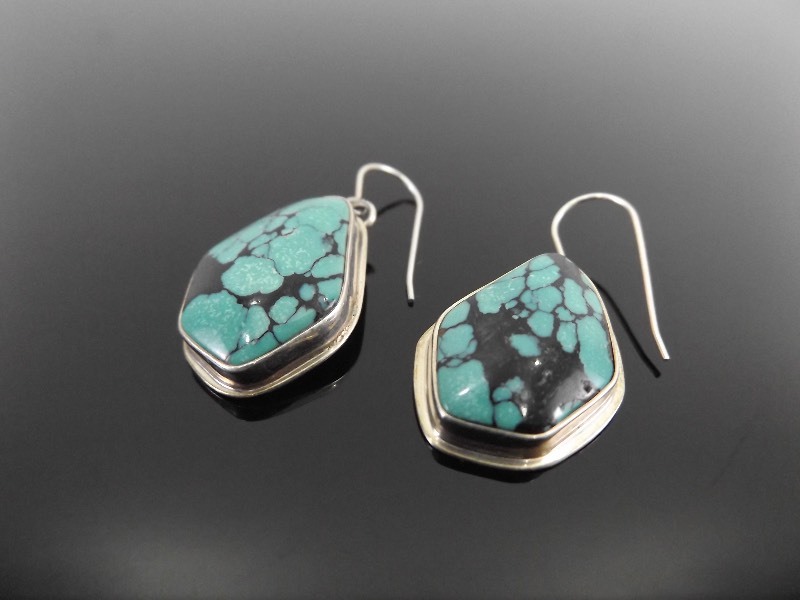 lot 32 image: .925 Sterling Silver Nevada Turquoise Earrings