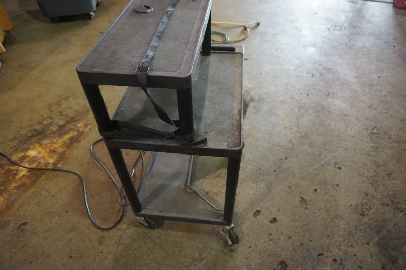 lot 123 image: 2 Level Wheeled TestDiagnostic Equipment Stand With Extension Cord