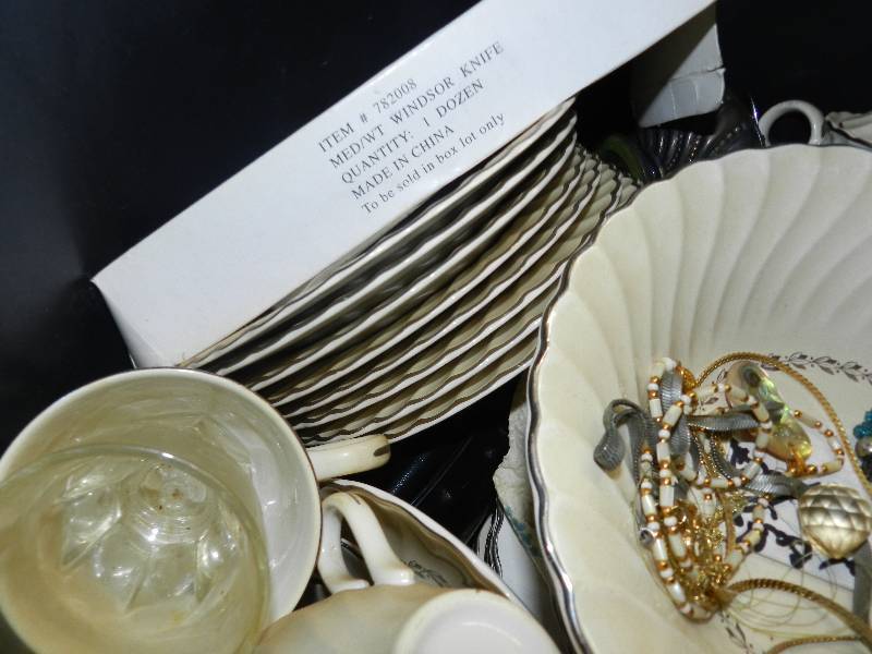 TUB OF VINTAGE DISHES