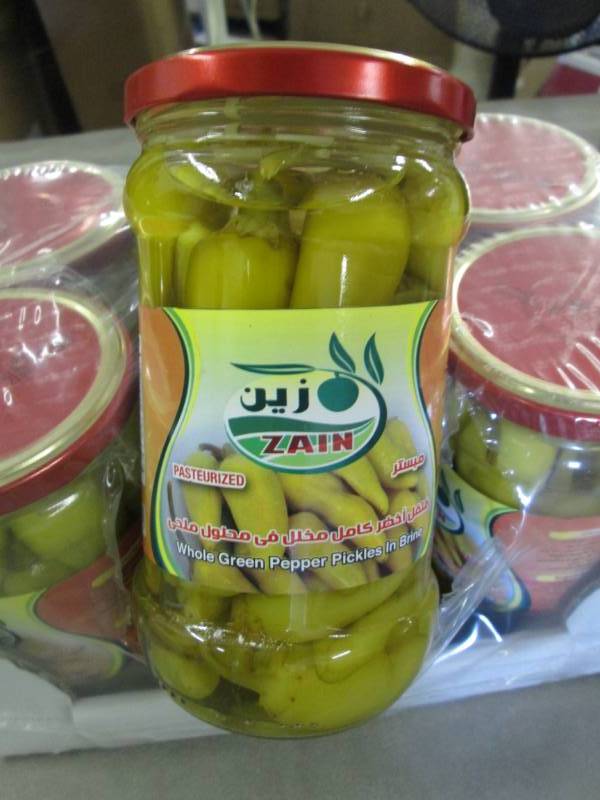 lot 338 image: Case of 6 Jars Zain Whole Green Pep...