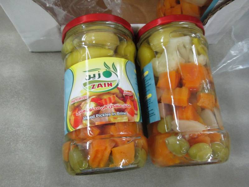 lot 349 image: Case of 6 Jars Zain Mixed Pickles i...