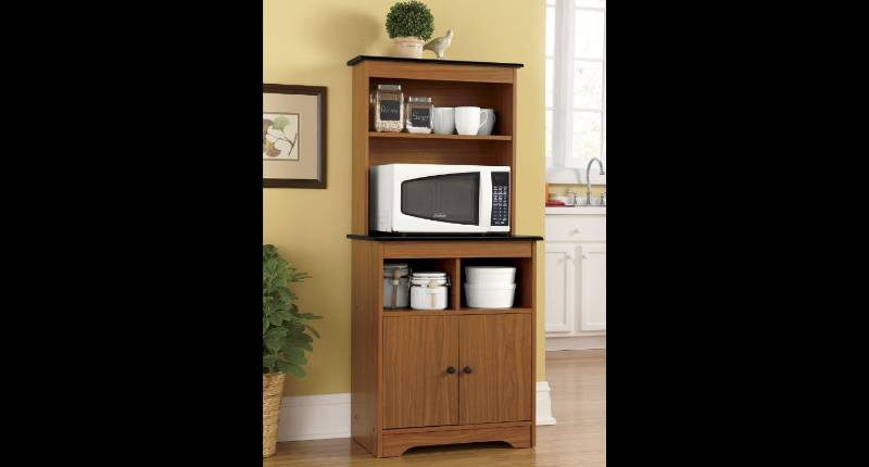 lot 2 image: Haley Microwave Stand with Hutch op...