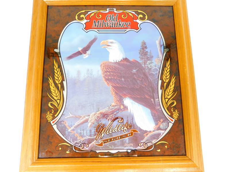 lot 9 image: Old MIlwaukee Wildlife Series Framed Sign--The Eagle