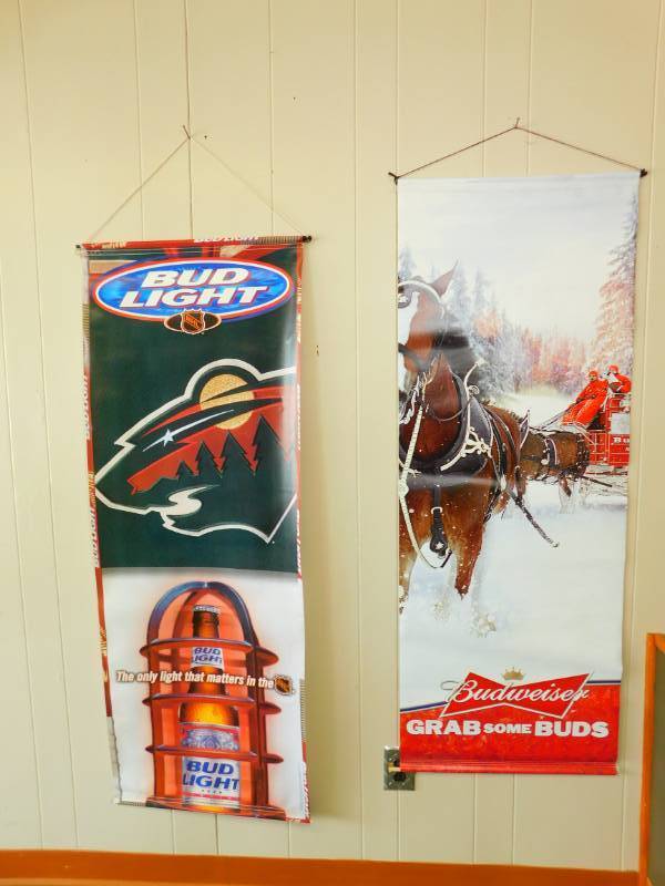 lot 76 image: Two Banners--Bud Light-NHL & Budweiser  (Grab Some Buds)