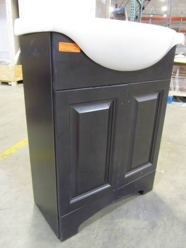 lot 111 image: GLACIER BAY CHELSEA VANITY IN CHARCOAL WITH PORCELAIN TOP