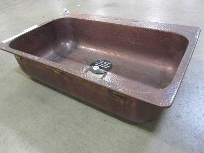 lot 119 image: SINKOLOGY ANGELICO DROP-IN HANDMADE LARGE PURE COPPER SINK