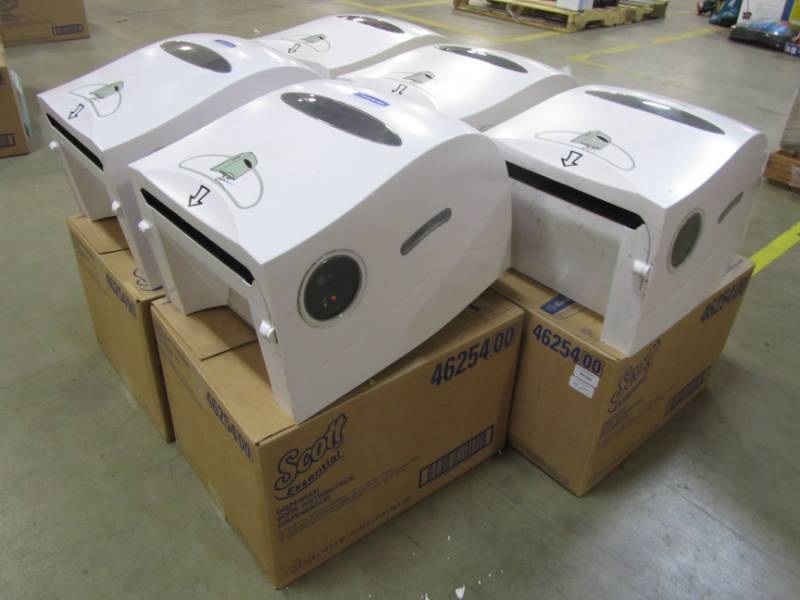 lot 120 image: FIVE KIMBERLY CLARK PROFESSIONAL HAND TOWEL MOTION DISPENSERS.