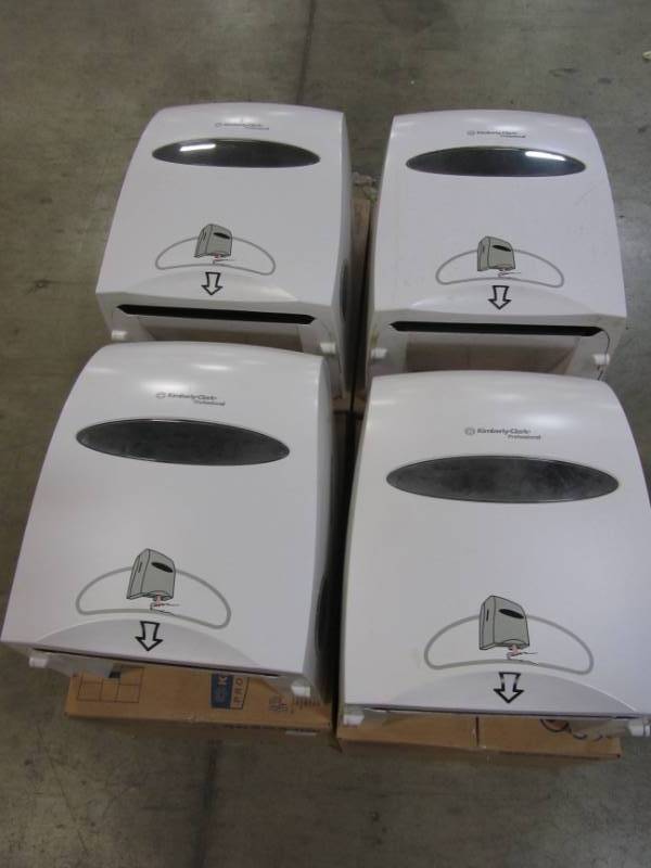 lot 123 image: FOUR KIMBERLY CLARK PROFESSIONAL HAND TOWEL MOTION DISPENSERS