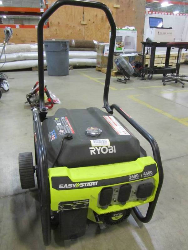 lot 82 image: RYOBI 3,600-WATT 212cc GASOLINE POWERED PORTABLE GENERATOR