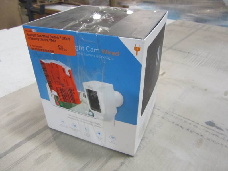 lot 56 image: RING SPOTLIGHT CAM WIRED OUTDOOR SECURITY CAMERA, WHITE