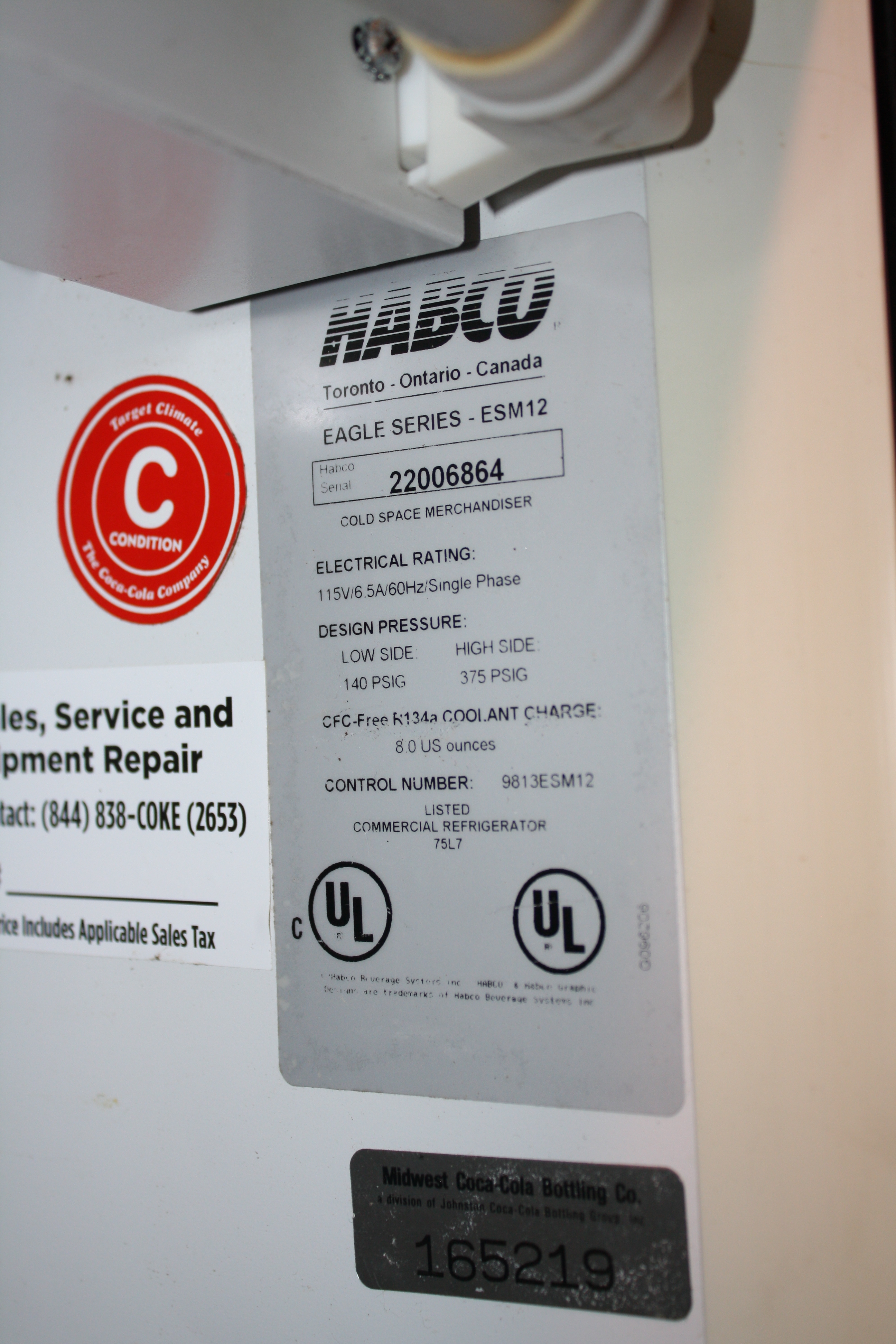 Habco Single Glass Door Cooler - Model # ESM12Runs Cools