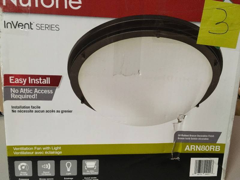 Nutone InVent Decorative Oil-Rubbed Bronze 80 CFM Ceiling Exhaust Fan with Light and White Globe in good conditions