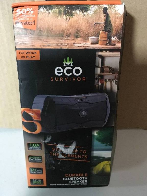 Eco Survivor Portable Bluetooth Speaker with Integrated 4400mAh 2.1 Amp Battery Pack in good condition