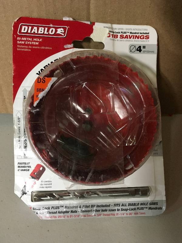 Diablo 4 in. Bi-Metal Hole Saw with SnapLock Plus Mandrel System in good condition