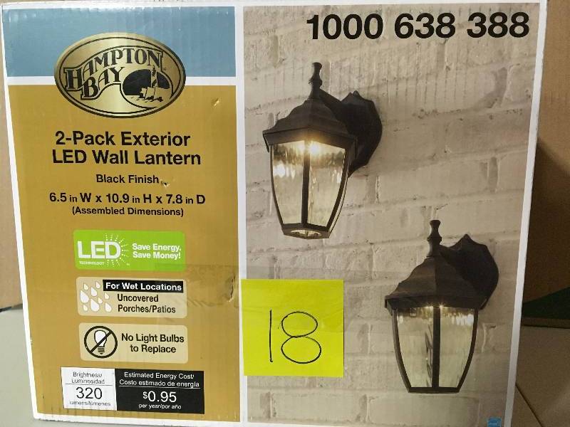 Hampton Bay Black Outdoor LED Wall Lantern (2-Pack)