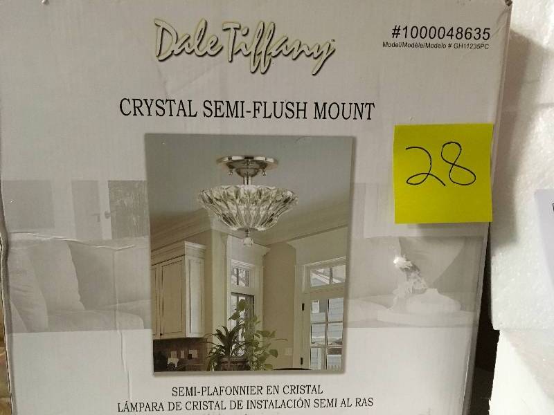 Dale Tiffany Meridith 3-Light Polished Chrome Crystal Semi-Flush Mount Light in good conditions