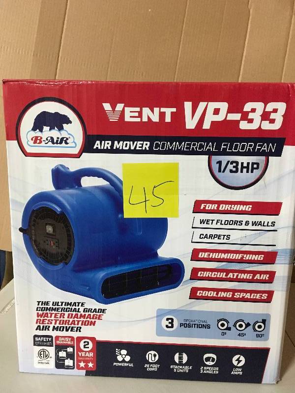 B-Air 14 HP Air Mover for Water Damage Restoration Carpet Dryer Floor Blower Fan Home and Plumbing Use, Blue in good conditions