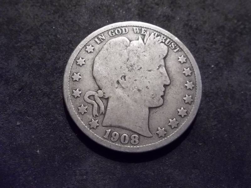 lot 48 image: 1908 D Barber Half Dollar
