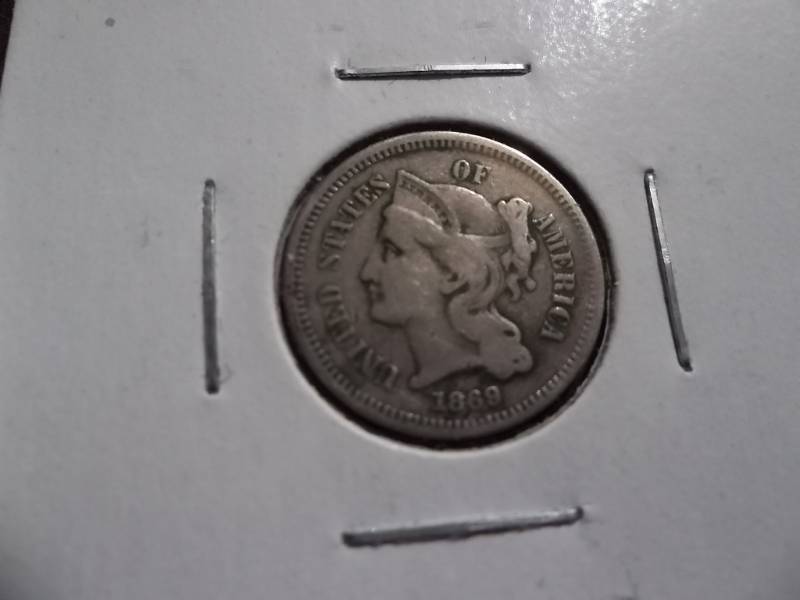 lot 113 image: 1869 3-Cent Nickel